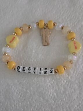 "Besties" Yellow Beaded Stretch Bracelet by LWP
